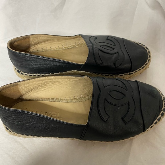Chanel black leather CC espadrilles - Picture 1 of 9